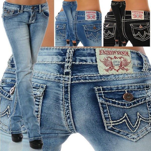 Modne Damskie Spodnie Jeansowe DłUgie Spodnie Jeansowe DżInsy 2XL Jasny Kolor Niebieski-image