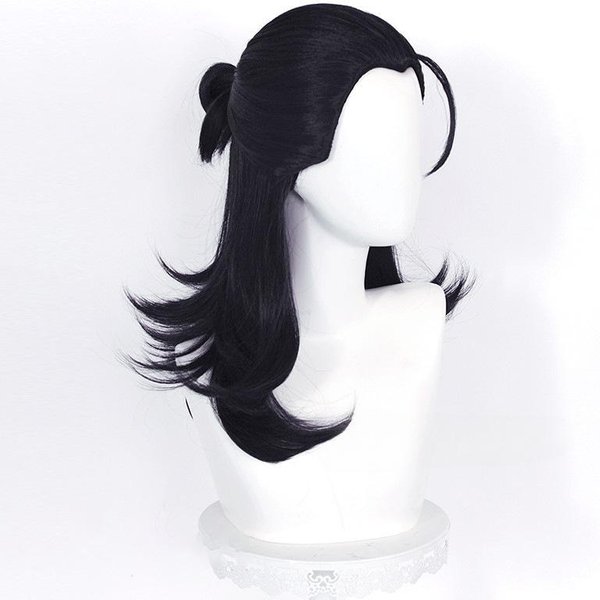 Peluca Cosplay Anime Suguru Geto Peluca Larga Negra Cabello SintéTico Resistente Al Calor Pelucas Para Fiesta-image