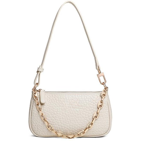 Bolso Femenino Primavera Y Verano Cuero Bolso Femenino Cuadros De Diamantes Bolso De Axila Gran Capacidad Bolso De Cadena Bolso Cruzado White-image