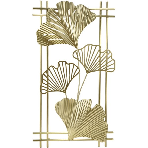 DecoracióN De Pared De Metal Dorado DecoracióN Colgante De Pared De Hoja Dorada Escultura De Arte Con Marco Para Sala De Estar Beige-image