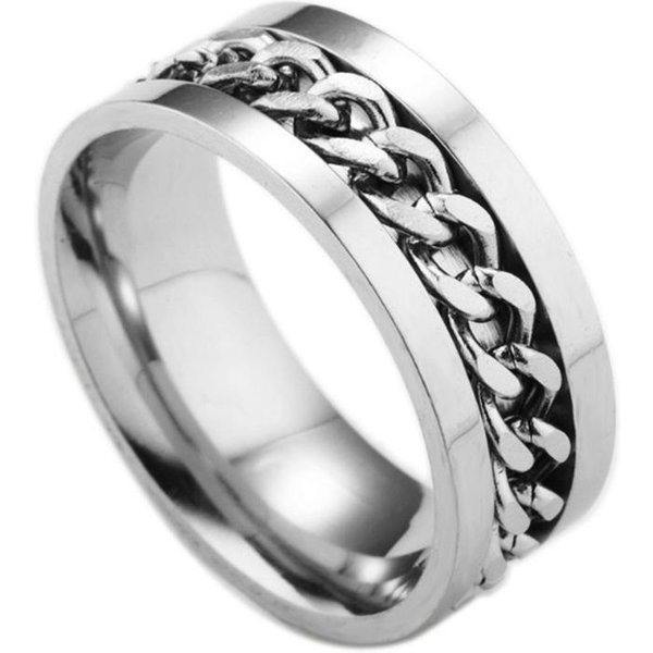 Girar Los Anillos Giratorios De Ansiedad Fidget Anillo De Dedo Giratorio De Cadena De Acero Inoxidable De Titanio Para Hombres Color Oro Azul Negro Punk Rock 6-image