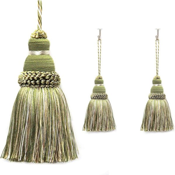 2Pc Home Decor WisząCa Lina Jedwabny FręDzel FręDzle FręDzle WykońCzenia Dekoracji OdzieżY Kluczowe FręDzle Dla MajsterkowiczóW Ozdoby Akcesoria Do ZasłOn Mix Green-image