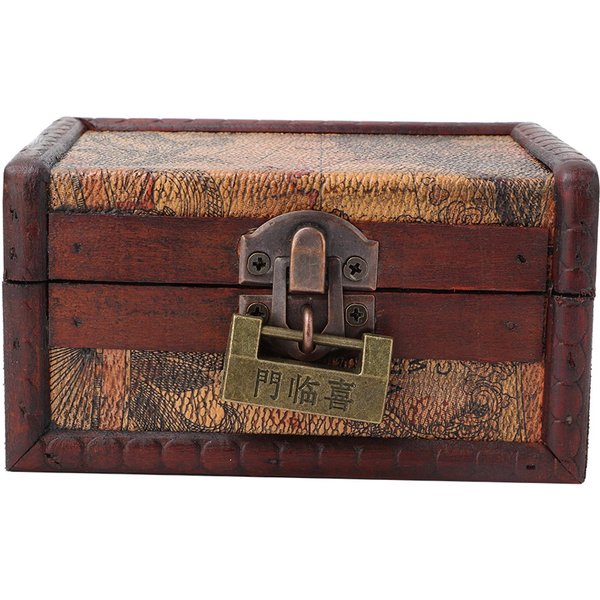 Caja Contenedor De Almacenamiento Para Collares De JoyeríA De Madera Vintage DecoracióN Del Hogar Con Cerradura-image