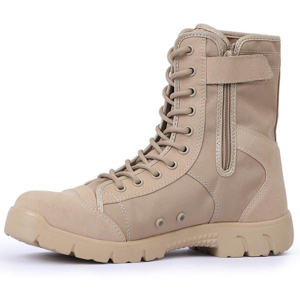 Botas De Senderismo Con Cremallera Para Hombre, Botas TáCticas Militares, Botas De Desierto Para Exteriores, Botas De Trabajo Ligeras Y Transpirables Para Hombre, Botas De Combate De Motocicleta Antideslizantes 42-image