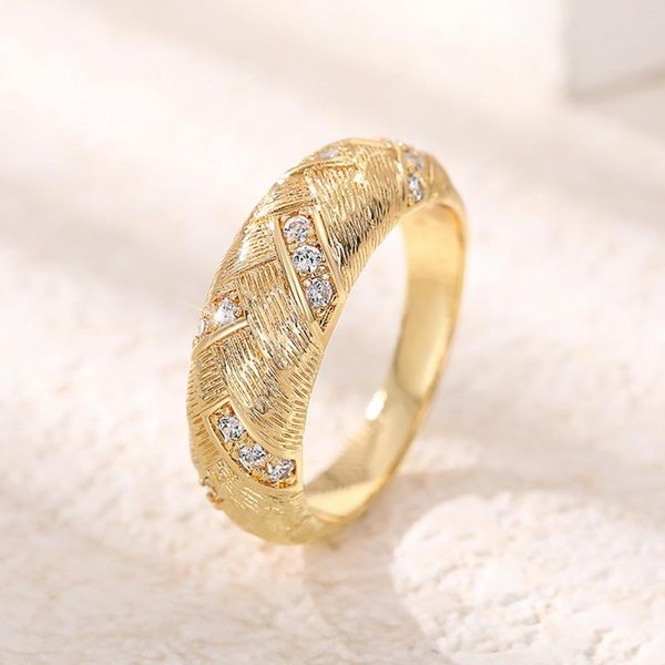 Huitan Anillos De Boda De Compromiso Nuevos Para Mujer DiseñO Trenzado Chic Color Oro Lujoso Anillos Femeninos JoyeríA Para DeclaracióN De Fiesta EnvíO Directo 9-image