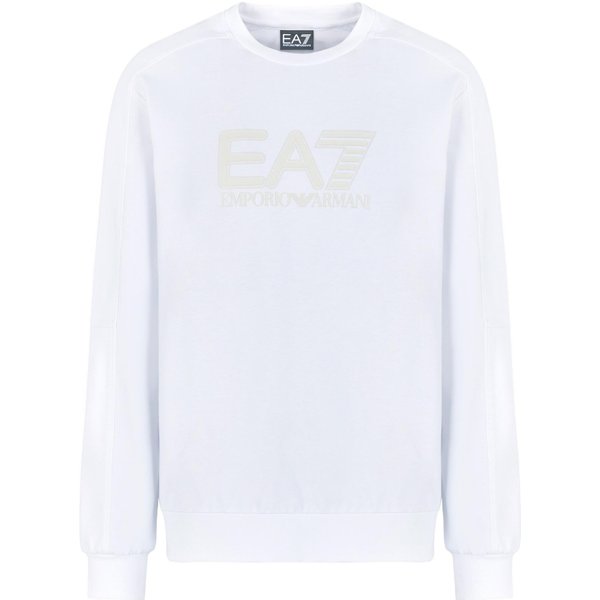 Sudadera De Manga Larga Con Cuello Redondo Y Estampado De Logotipo De Letras Y NúMeros De Emporio Armani EA7 FW24 Para Hombre, Color Blanco, 6DPM60-PJVRZ-1100 M-image