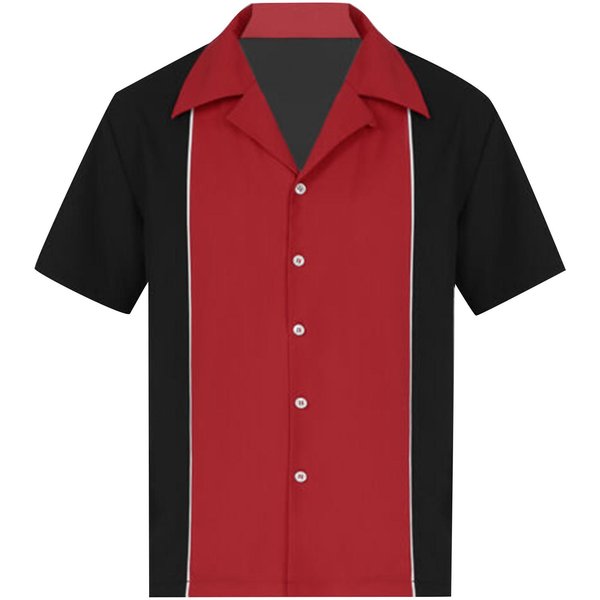 Camisa Hawaiana Para Hombres, Camisas De Bolos Vintage Con Botones, Camisa De Playa De Verano De Manga Corta M Rojo-image