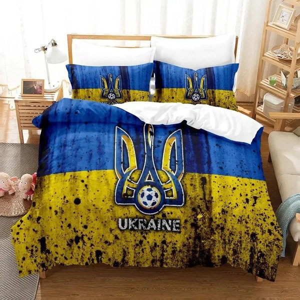 3D Nadruk Flaga Ukrainy PośCiel Poszewka Na KołDrę Poszewka Na Poduszkę Rozmiar KróLewski KróLowej ChłOpcy DorośLi 70X133Cm 2Pcs-image
