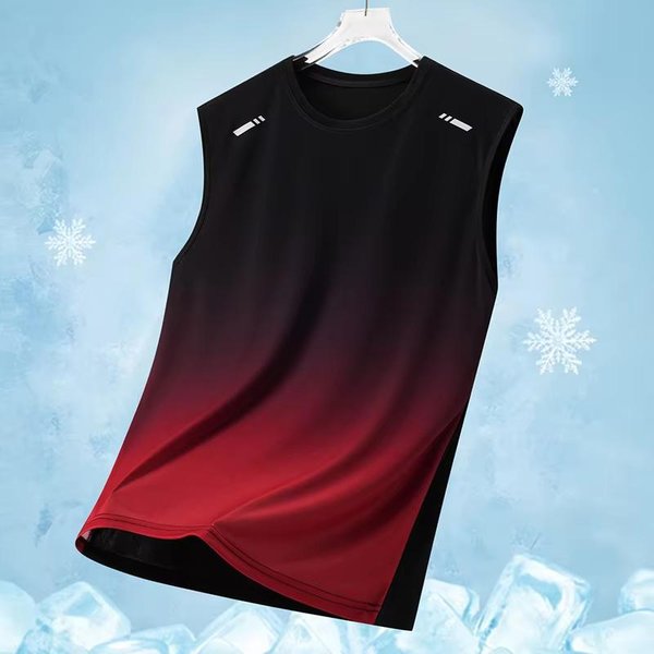 Proste Koszulki Bez RęKawóW Z Gradientem Do SiłOwni Dla MężCzyzn Letnia Moda Fitness Sportowe Kamizelki Z Nadrukiem 3D LuźNe SzybkoschnąCe Koszulki Outdoorowe XL-image