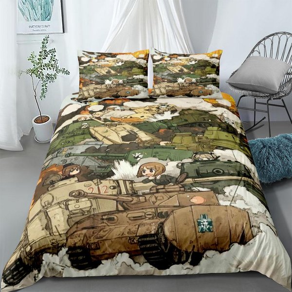 Juego De Funda NóRdica Girls Und Panzer Sin SáBana TamañO King Queen Doble Completo Twin Individual Juego De Ropa De Cama 150X200Cm-image