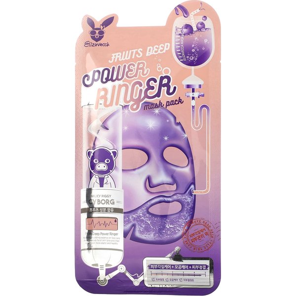 Elizavecca, Milky Piggy Cyborg, Fruit Deep Power Ringer Beauty Mask Pack, 1 Sheet Mask, 0.78 Fl Oz (23 Ml) Beige-image