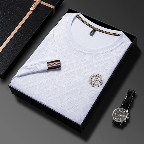 Nowy Wiosenno-Letni MęSki T-Shirt ŻAkardowy Z KróTkim RęKawem I OkrąGłYm Dekoltem, Dopasowany KróJ, OddychająCy, Casualowy 185 Black-image