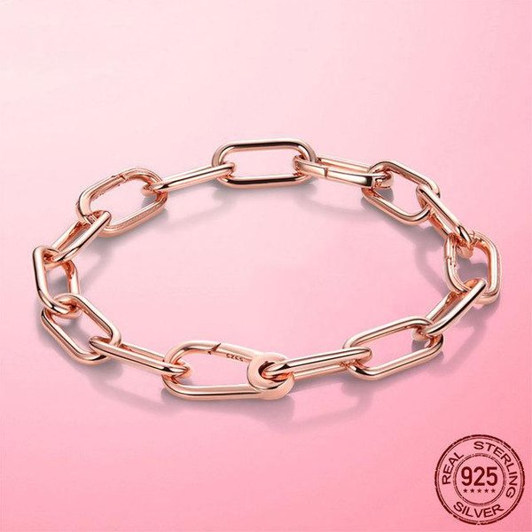 Pulsera Original De Color Dorado Me, Plata De Ley 925 Me Con Cierre De Langosta, Pulsera De Eslabones De Cadena Para Mujer, Pulsera De Regalo De JoyeríA 19Cm Gray-image