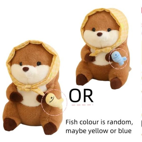 Urocza Pluszowa Wydra Wypchane Realistyczne ZwierząTko Wydra Z Jedzeniem Dla Ryb Kawaii Wydry Pluszowa Lalka Prezent Urodzinowy 26-30Cm-image