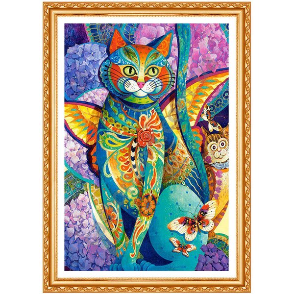 Pintura De Diamantes 5D DIY Gato Dibujo De Cristal Bordado Regalo Diamante Completo Punto De Cruz DecoracióN Del Hogar 20X30CM-image