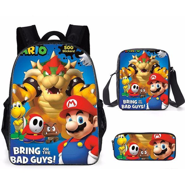 Mario, Tornister Do SzkołY Podstawowej I śRedniej, Plecak DziecięCy, Plecak Z Postaciami Z KreskóWek. Pencil Bag-image
