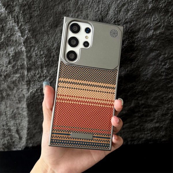 Bezramkowe Magnetyczne Etui Na Telefon Z Wzorem WłóKna WęGlowego Kevlar Do Samsung S26 S25 S24 S23 S22 Ultra Plated Bezramkowa Kolorowa OsłOna Galaxy S23 Ultra-image