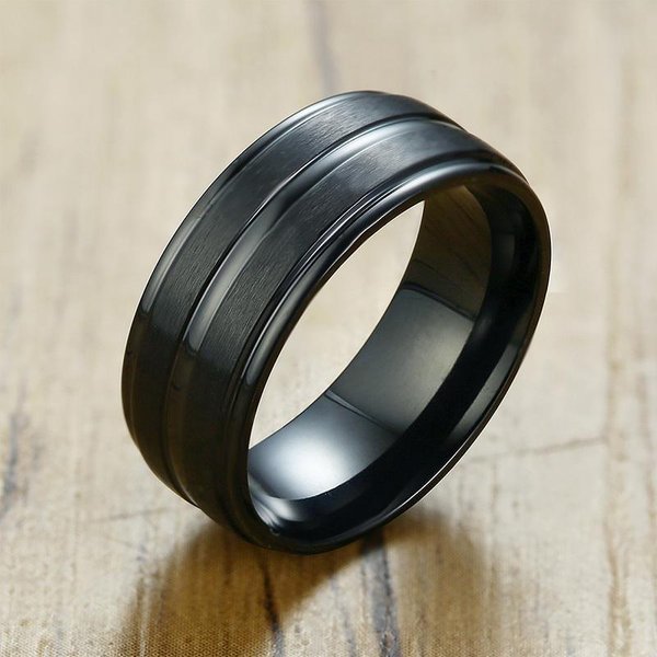Vnox 6/8Mm Czarny PierśCionek Dla MężCzyzn Kobiet Rowek TęCzowy Stal Nierdzewna ObrąCzki ŚLubne Modne PierśCienie Braterskie Casualowa MęSka BiżUteria 12 Gray-image
