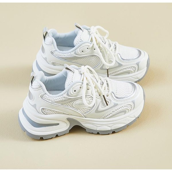 Zapatillas Nuevas Para Papá Para Mujer En Primavera Estudiante Deportes Running Zapatos Casuales Suela Gruesa Altura 40 White-image