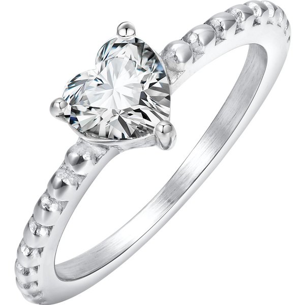Anillo De CorazóN De Amor Vnox Para Mujer, Anillos De Boda Solitarios De CorazóN Con Circonita CúBica Brillante, Anillo De Compromiso De Promesa Regalo Aniversario 8 White-image