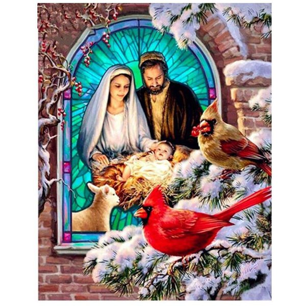 Bordado De Diamante Redondo Completo, Bebé Religioso De JesúS, Punto De Cruz De Pintura De Diamante Diy 20X30CM-image