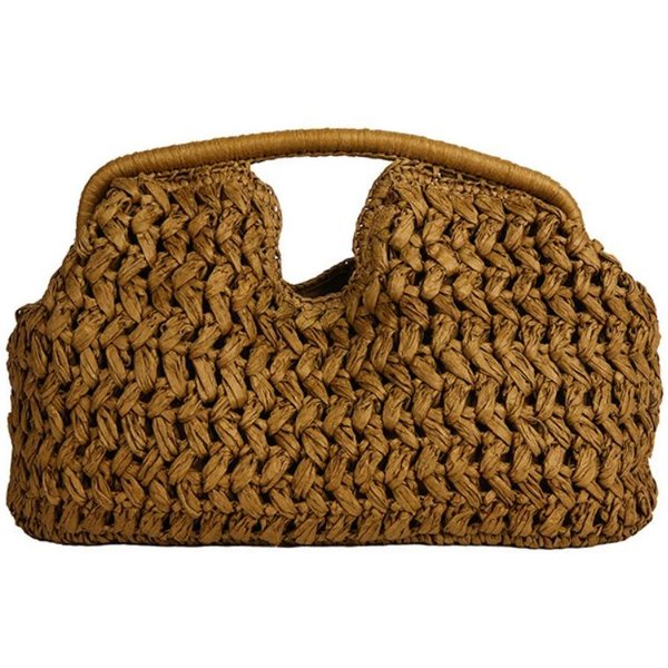 Bolso De Paja De Hierba Gran Capacidad Bolso Tote Tejido Bolso De Mano Tejido Casual Verano-image