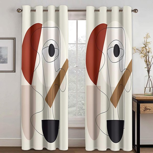 Cortinas Estores Modernas Simples Arte Abstracto Elegantes Coloridas Para Sala De Estar Dormitorio BañO Cocina Puerta DecoracióN Del Hogar 2 Piezas W50X130H(Cm)X2Pcs&Grommet Top-image