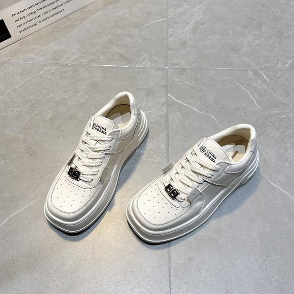 Zapatillas Panda De Color A Juego Con Punta Cuadrada Punta Redonda Para Mujer Nuevas Zapatillas Deportivas Casuales De Suela Gruesa Zapatos Blancos PequeñOs De Cuero Genuino 40 Gray-image