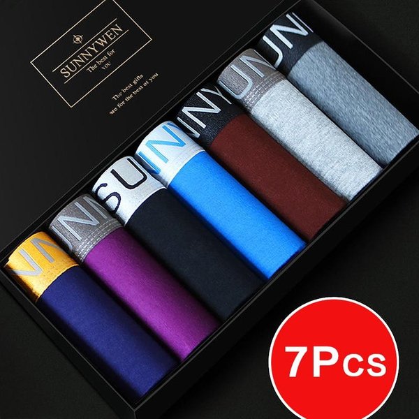 7 Piezas Ropa Interior Masculina AlgodóN Calzoncillos Masculinos Transpirable Calzoncillos Tipo Boxer Masculinos Ropa Interior Lisa Pantalones Cortos CóModos Ropa Interior M-image
