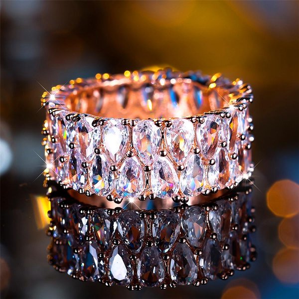 Anillo De Compromiso De Lujo Para Mujer Con Piedra De ZircóN Cristal Morado Azul, Vintage Color Oro Negro, Gota De Agua, JoyeríA De Boda Para Mujeres 11-image