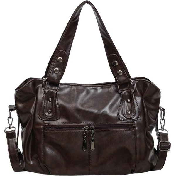 Vintage DużA Torba Tote Damska Torebka PU Torba Na Ramię Crossbody Kawowy-image