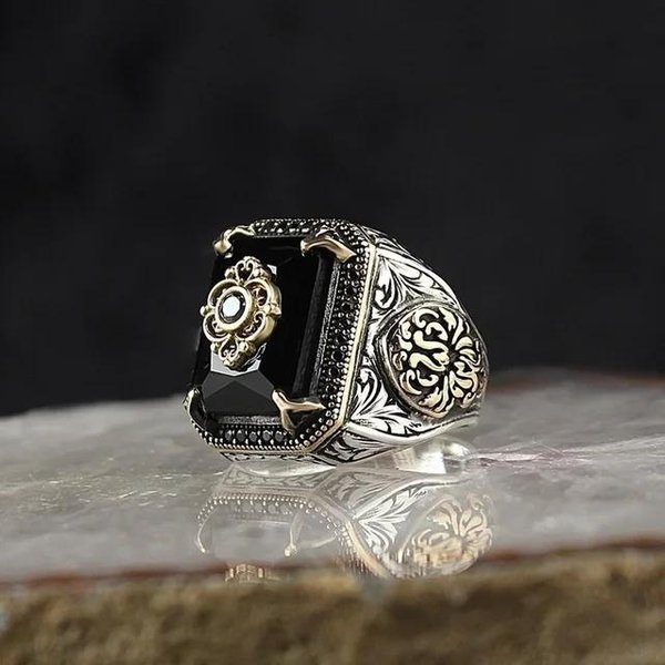 Anillo Sello Turco Retro Hecho A Mano Para Hombre Mujer Color Cobre Antiguo Anillo De ÁGuila Tallado ZircóN Rojo Incrustado Anillo Punk Motorista 13-image