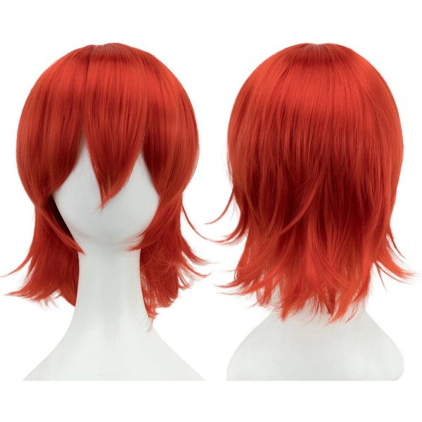 Syntetyczny Unisex 12 Cali KróTkie WłOsy Cosplay Na Imprezę Peruki BOB Z Grzywką RóżOwy Blond PomarańCzowy Kostium Na Halloween Peruka Lolita 12Inches Brown-image