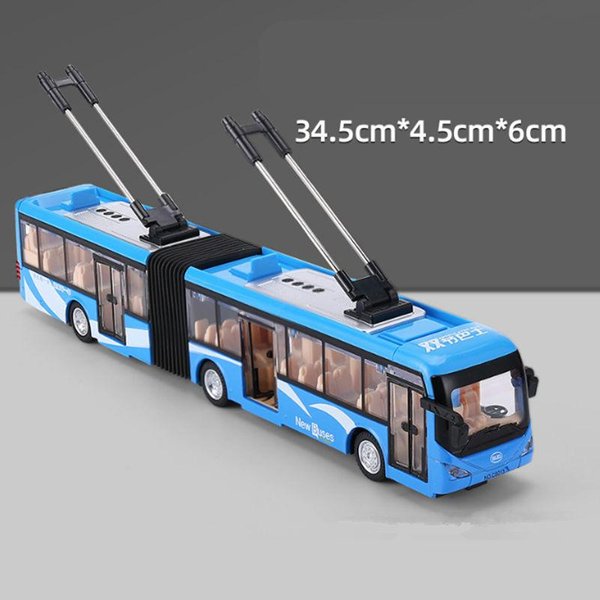 Elektryczny Bezszynowy Autobus Turystyczny Model Samochodu PasażErskiego Ze Stopu Metalowy Dwusekcyjny Model Autobusu Miejskiego DźWięK ŚWiatłO Zabawki Dla Dzieci Prezenty-image