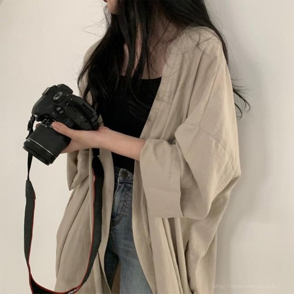 Chaqueta CáRdigan Holgada De Manga Larga Estilo Coreano De Verano Para Mujer, Camisa Cortavientos Fina De Color Liso Para Mujer, Ropa De ProteccióN Solar Para Mujer One Size Gray-image