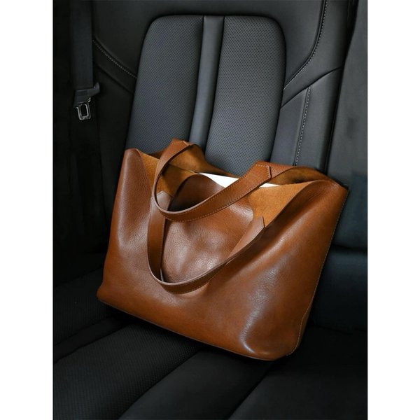 Bolso Tote De Gran Capacidad - Lujoso, De Nicho, Sofisticado, Bolso De Mano Con Correa Para El Hombro, Estilo De Gama Alta MarróN-image