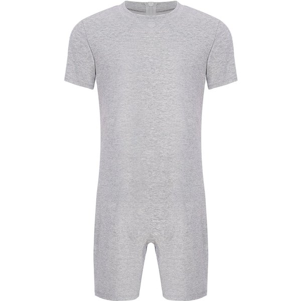 Unisex PrzeciwrozpinająCy Adaptacyjny Kombinezon OkrąGłY Dekolt KróTki RęKaw KróTki Dół Zamek BłYskawiczny Z TyłU JednoczęśCiowy Rompers XL White-image