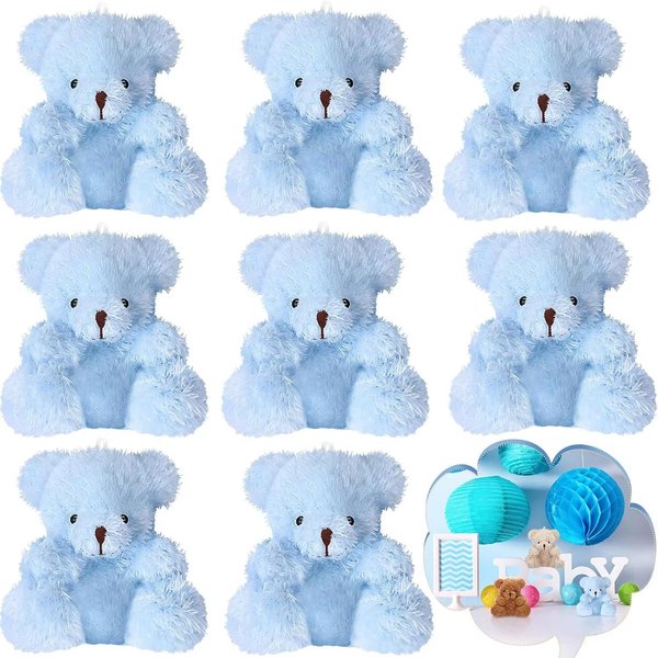 12-9S Mini Pluszowy Miś Wypchany MałY Miś Pluszowa Zabawka ZwierząTko Miś Lalka Breloczek Na Baby Shower Urodziny Upominki Na Imprezę 12 PCS Niebieski-image