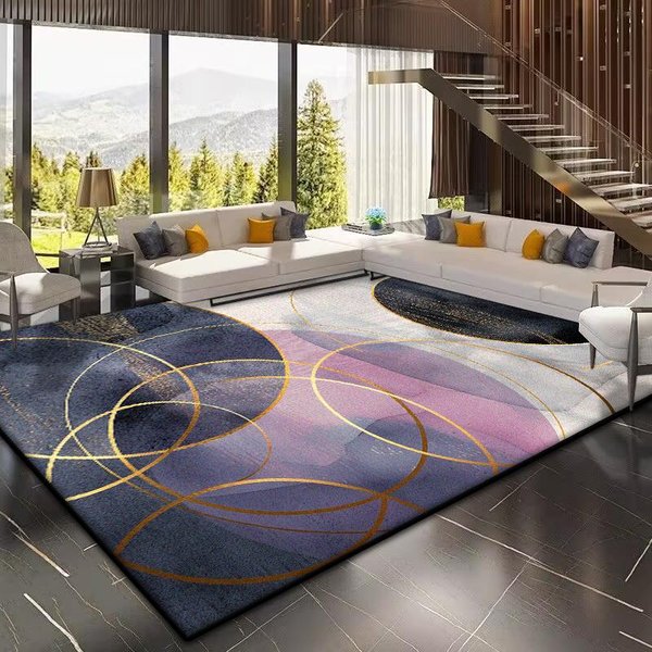 ZłOty Geometryczny Dywan Do Salonu DużY Obszar Nowoczesna Dekoracja Dywany Domowe Do Sypialni MięKki AntypośLizgowy 200X300 Mata Pod Sofę Do Salonu 60*90Cm-image