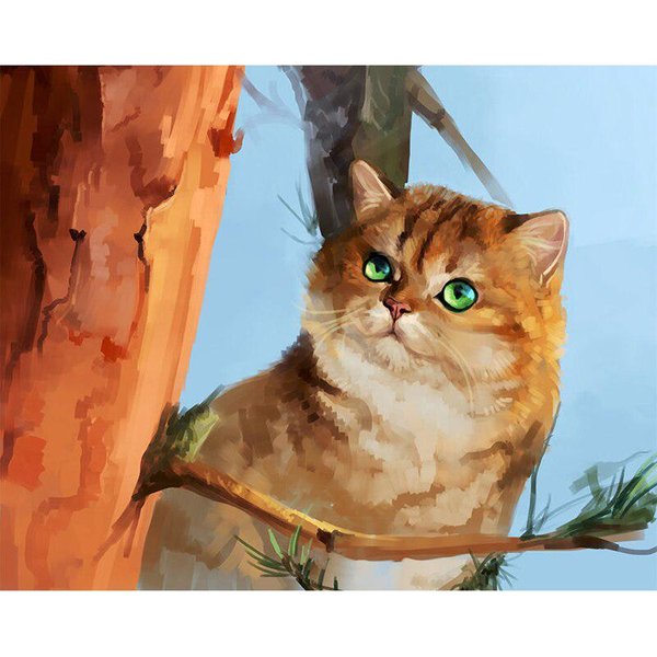 Pintura De Diamantes Dibujo Animado Animal Gato PatróN Mosaico De PedreríA Bordado De Diamantes 20X30CM-image