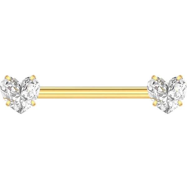 1/5 Piezas Titanio 14G JoyeríA Para Piercing De PezóN Anillos De PezóN De Cristal CZ Para Mujeres NiñAs CorazóN Circonita Barras Para PezóN Piercing De Mamilo 14G 1.6X14X5Mm-image