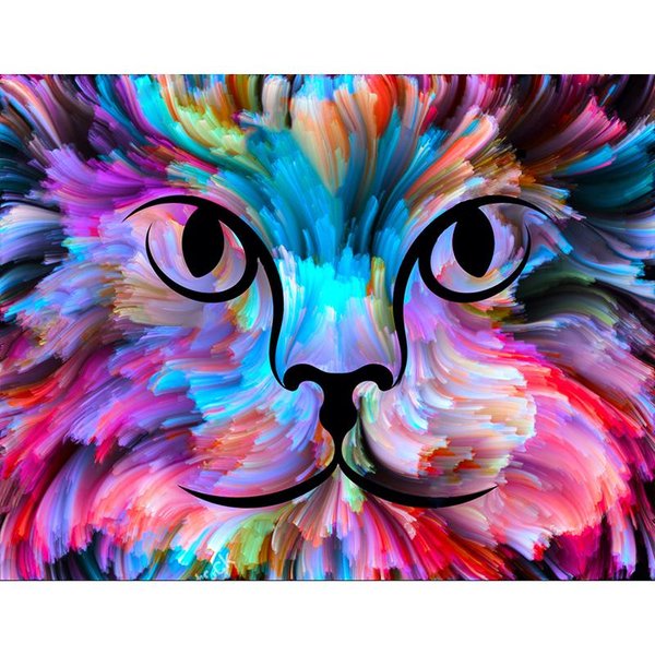Pintura De Diamantes 5D DIY Acuarela ImáGenes De Gatos Bordado Redondo Animales Arte Mosaico De PedreríA DecoracióN Labores Hogar 20X30CM-image