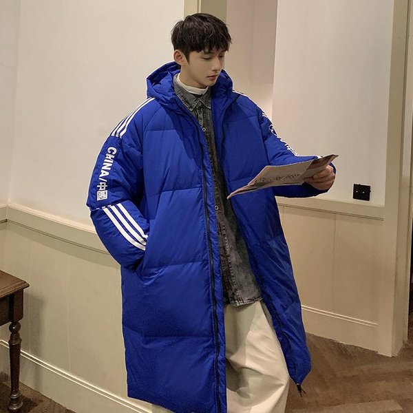 Chaqueta De PlumóN Gruesa De Invierno Hasta La Rodilla Mediana Y Larga Para Hombre XXL Blue-image