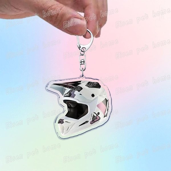 Modny Breloczek Do Kluczy Kask Motocyklowy Akcesoria Zawieszki Do Torebki Motocyklista Rycerz Breloczki Do Kluczy Samochodowych Breloczki BiżUteria Prezent Dla FanóW White-image