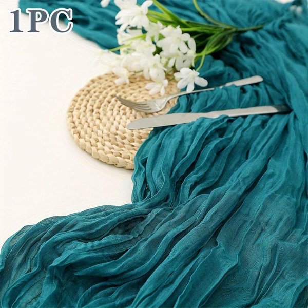 Romantyczny BieżNik Na Stół Obrus Pognieciona Tkanina BieżNik Na Stół Styl Boho Na ŚLub WieczóR PanieńSki Baby Shower Urodziny 1Pc BrąZowy-image