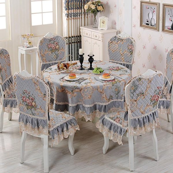 Manteles De Chenilla Funda Para Mesa De Comedor Europea Funda Para CojíN De Silla Jacquard Rojo Manteles Redondos DecoracióN De Mesa Para Fiestas Bodas 1 Chair Cover-image