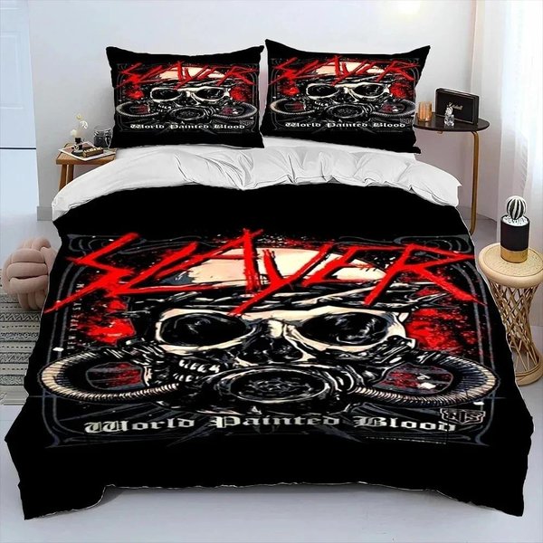 Slayer Banda De Heavy Metal ColeccióN De Ropa De Cama Manta Funda NóRdica ColeccióN De Cama Funda De Colcha Funda De Almohada ColeccióN De Ropa De Cama TamañO King Queen NiñOs EU Single 135X200Cm-image