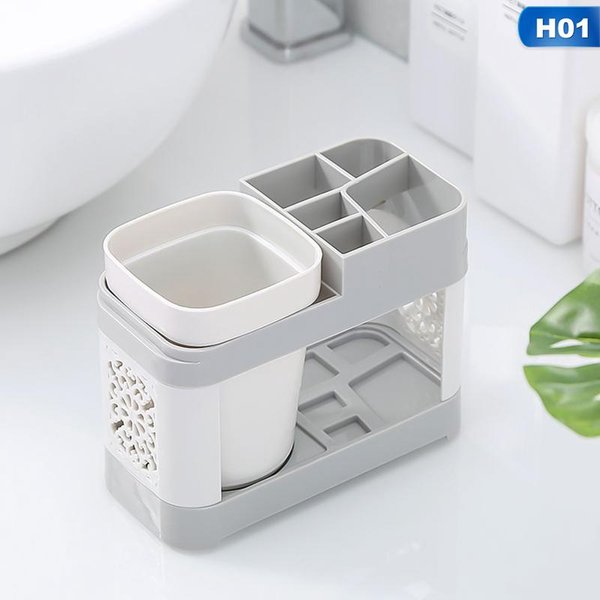 Estantes MultifuncióN Para Cepillos De Dientes Portavasos Para Dientes Portavasos Vertical Para Dientes Estante De Almacenamiento Set De Cepillos Sin Perforaciones Pasta De Dientes-image