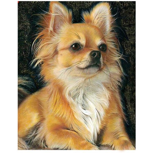 Pintura De Diamantes 5D Diy, Bordado De Diamantes De Perro Chihuahua, Pinturas De Diamantes De ImitacióN De Punto De Cruz 20X30CM Brown-image