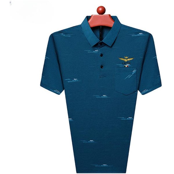 MęSka Koszulka Z KróTkim RęKawem Letnia Z KołNierzykiem I Nadrukiem Koszulka Polo Z KróTkim RęKawem Xxxxl Blue-image
